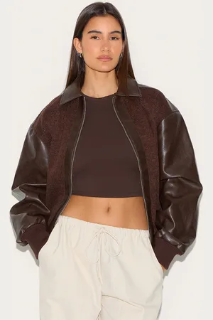 PRETTYLITTLETHING Faux Leather Contrast Jacket