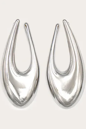PRETTYLITTLETHING Silver Droplet Hoop Statement Earrings