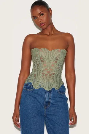 PRETTYLITTLETHING Textured Sheer Floral Lace Corset