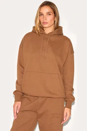 PRETTYLITTLETHING Taupe Premium Embossed Oversized Hoodie