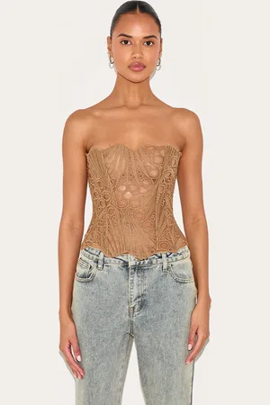 PRETTYLITTLETHING Textured Sheer Floral Lace Corset