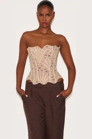 PRETTYLITTLETHING Textured Sheer Floral Lace Corset
