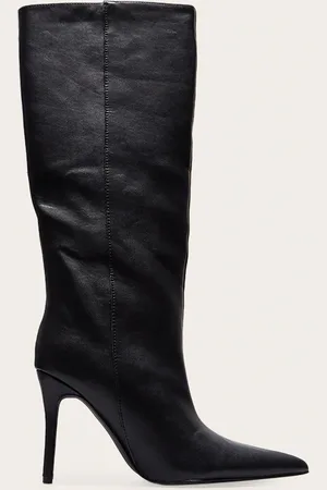 PRETTYLITTLETHING PU Point Toe Stiletto Knee High Heeled Boots