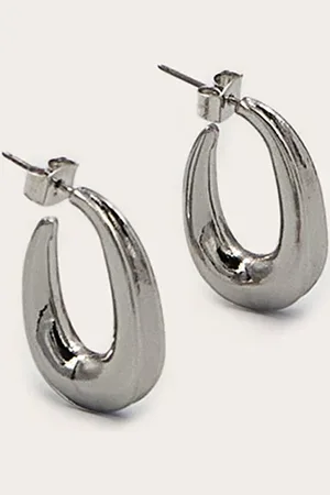 PRETTYLITTLETHING Silver Ridge Medium Hoop Earring