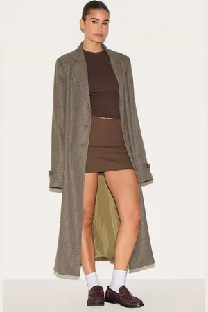 PRETTYLITTLETHING Check Print Oversized Trench Coat