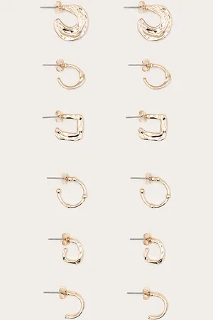 PRETTYLITTLETHING Gold Crinkle Hoop Multipack Earrings