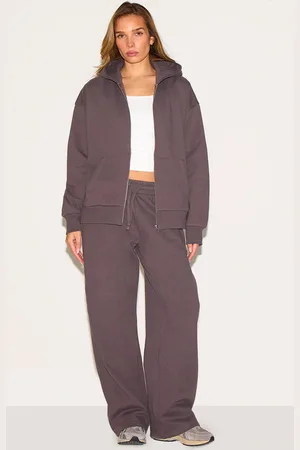 PRETTYLITTLETHING Charcoal Premium Sweat Wide Leg Joggers