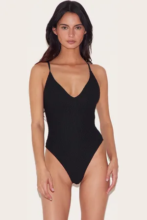 PRETTYLITTLETHING Textured Plunge Swimsuit