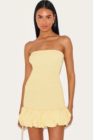 PRETTYLITTLETHING Shirred Bandeau Bodycon Dress