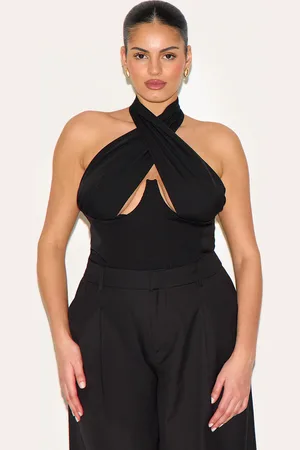 PRETTYLITTLETHING Plus Woven Cross Front Underwired Bodysuit
