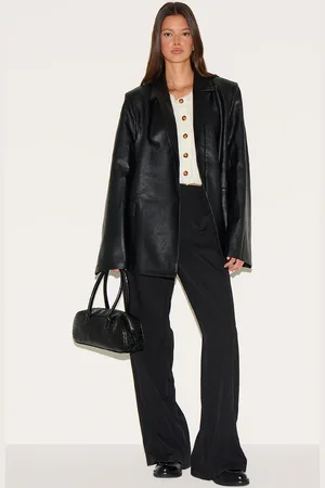 PRETTYLITTLETHING Distressed Faux Leather Blazer