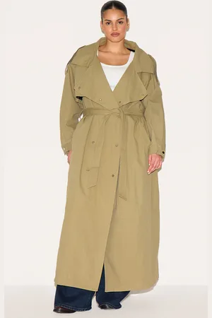 PRETTYLITTLETHING Plus Popper Detail Trench Coat
