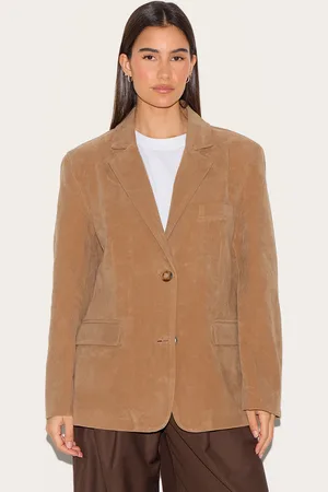 PRETTYLITTLETHING Tan Faux Suede Longline Blazer