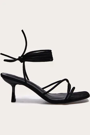 PRETTYLITTLETHING Wide Fit Faux Suede Strappy Lace Up Low Heel Sandals