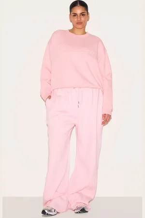 PRETTYLITTLETHING Plus Baby Embossed Graphic Straight Leg Joggers