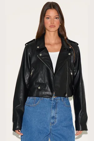 PRETTYLITTLETHING Basic Faux Leather Pocket Detail Biker Jacket