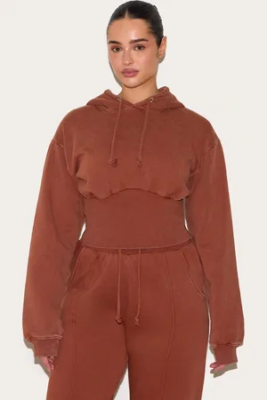PRETTYLITTLETHING Shape Sweat Cropped Shirred Waist Hoodie