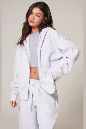 PRETTYLITTLETHING Premium Embroidered Zip Front Oversized Hoodie