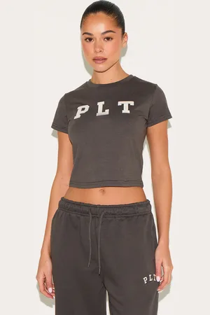 PRETTYLITTLETHING Charcoal Fitted T Shirt