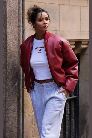 PRETTYLITTLETHING Faux Leather Oversized Bomber Jacket