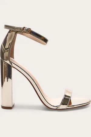 PRETTYLITTLETHING May Gold Block Heeled Sandal