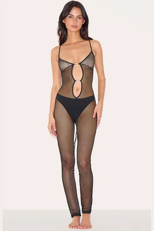 PRETTYLITTLETHING Fishnet Diamante Heart Bodystocking