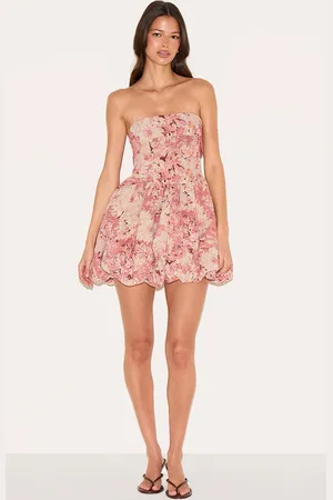 PRETTYLITTLETHING Floral Tapestry Bandeau Extreme Puffball Dress