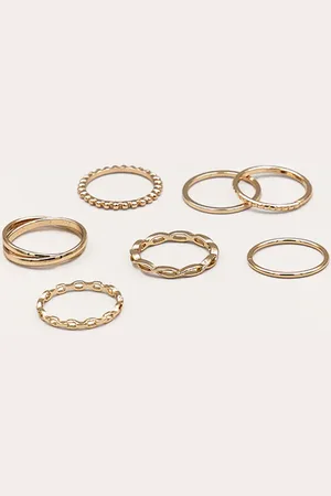 PRETTYLITTLETHING Gold Assorted Pack of 8 Dainty Rings