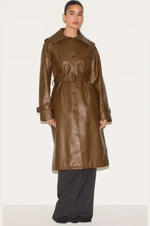 PRETTYLITTLETHING Mid Length Faux Leather Trench Coat