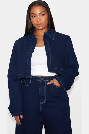 PRETTYLITTLETHING Plus Cropped Denim Contrast Stitch Jacket