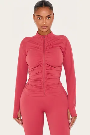 PRETTYLITTLETHING Shape Rose Active Ruched Zip Sports Jacket
