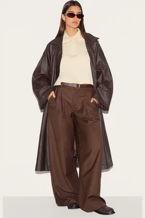 PRETTYLITTLETHING Funnel Neck Faux Leather Trench Coat