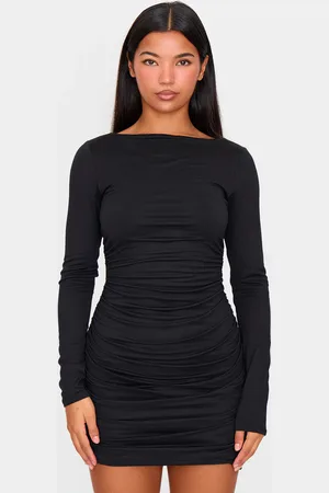 PRETTYLITTLETHING Double Contour Ruched Detail Bodycon Dress