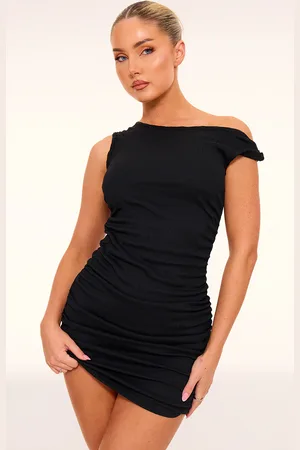 PRETTYLITTLETHING Textured Boat Neck Sleeveless Bodycon Dress