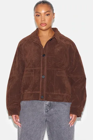 PRETTYLITTLETHING Plus Oversized Faux Suede Jacket