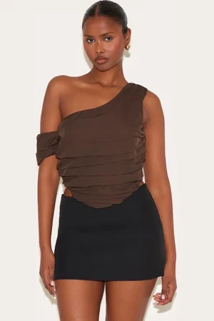 PRETTYLITTLETHING Woven Drape Corset
