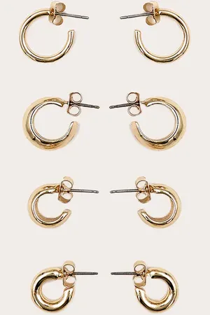 PRETTYLITTLETHING Gold Multi Chubby Hoop Multipack Earrings