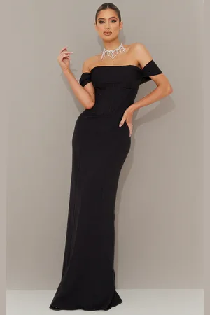PRETTYLITTLETHING Corset Detail Bardot Bridesmaid Dress