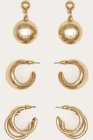 PRETTYLITTLETHING Gold Assorted Chunky Hoop Earrings Multipack