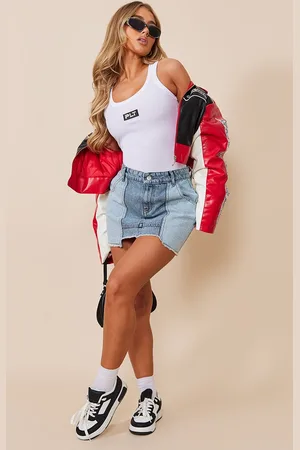PRETTYLITTLETHING Panel Denim Mini Skirt