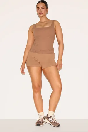 PRETTYLITTLETHING Shape Taupe Active Ruched Side High Waisted Cycling Shorts