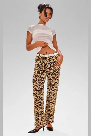 PRETTYLITTLETHING Leopard Print Straight Leg Jeans