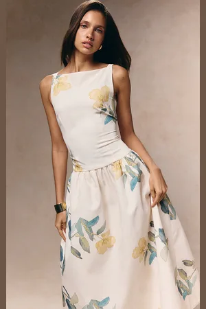 PRETTYLITTLETHING Floral Printed Dropped Waist Midaxi Dress