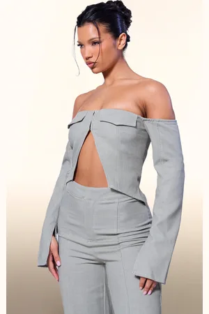 PRETTYLITTLETHING PLT Label Contrast Stitch Corset Top