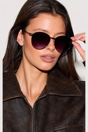 PRETTYLITTLETHING Metal Frame Ombre Lens Round Sunglasses