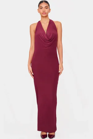 PRETTYLITTLETHING Plum Slinky Cowl Neck Maxi Dress