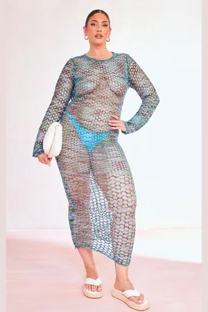 PRETTYLITTLETHING Plus Open Back Knited Maxi Dress