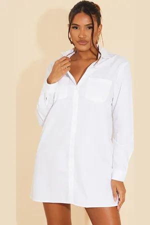 PRETTYLITTLETHING Long Sleeve Button Shirt Dress