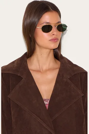 PRETTYLITTLETHING Gold Oval Slim Aviator Sunglasses