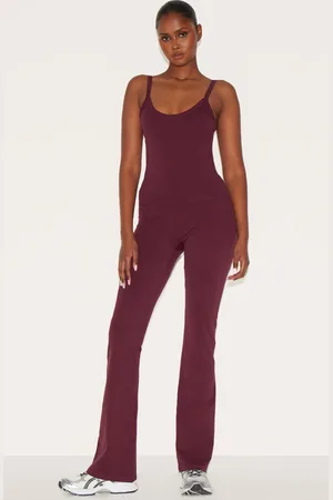 PRETTYLITTLETHING Burgundy Sculpt Wrap Waist Gym Leggings